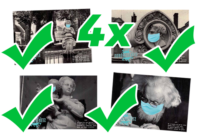 La série des 4 cartes postales (5€ reversés)
