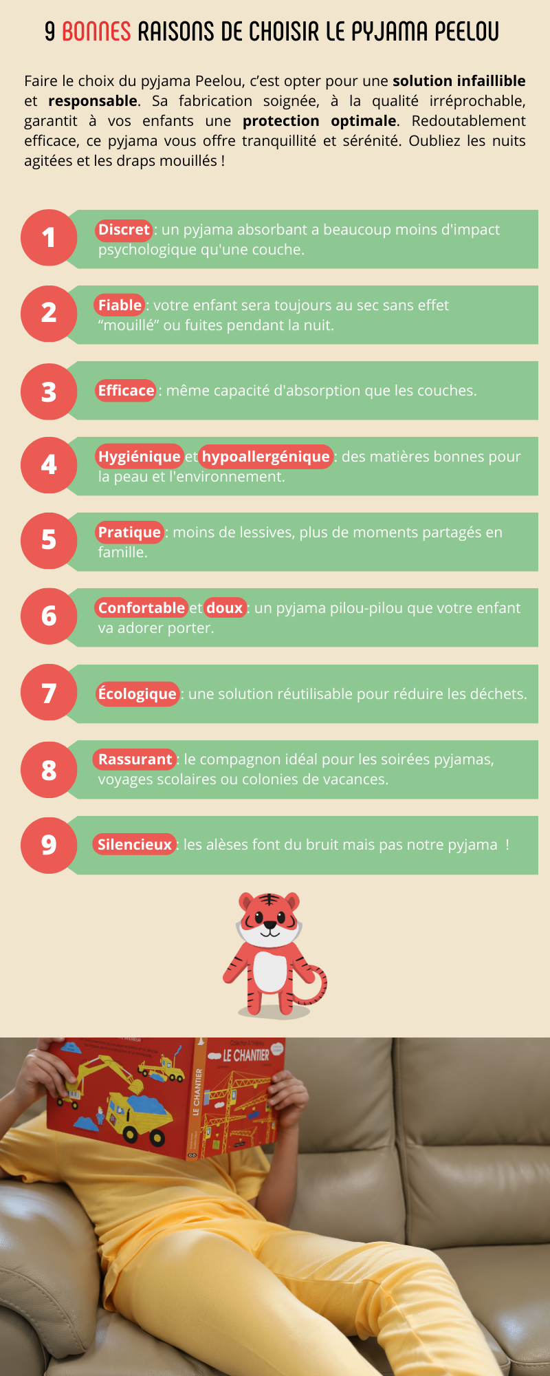Peelou Pyjama Absorbant Enurésie Enfant – 8 Boxers Vert – 4 Ans à L – Imperméable 7 Couches – Nuits Sèches Et Confortables