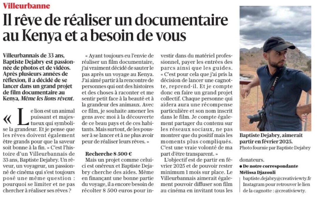 Même les lions rêvent (mon premier film 🎬) - Ulule